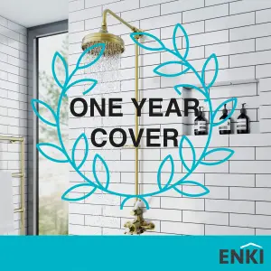 ENKI, R01, 200mm Traditional Fixed Large Shower Head Chrome, Solid Brass, Replacement Shower Head, Round Rose, Rainfall Shower