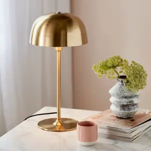 Nordlux Cera Indoor Living Dining Bedroom Metal Table Lamp in Brass (Diam) 24cm