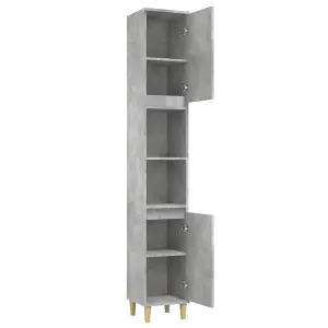 Berkfield Bathroom Cabinet Concrete Grey 30x30x190 cm Engineered Wood