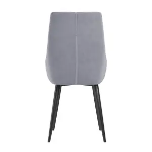 Dining Chair Set of 2 Grey Velvet Upholstered Dining Chairs with Metal Legs