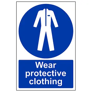 Wear Protective Clothing PPE Sign - 1mm Rigid Plastic - 150x200mm (x3)