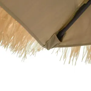 Berkfield Garden Parasol with LEDs and Steel Pole Brown 388x388x248 cm