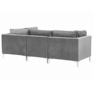 3 Seater Modular Velvet Sofa Grey EVJA