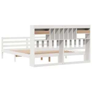 Berkfield Bookcase Bed without Mattress White 180x200 cm Super King Solid Wood Pine