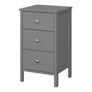 Valenca Satin grey MDF 3 Drawer Bedside table (H)699mm (W)400mm (D)382.4mm