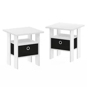 Joseph Side Table Nightstand with Bin Drawer, 2 per set (Set of 2) White