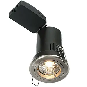 Fixed FIRE RATED GU10 Lamp Ceiling Down Light Nickel PUSH FIT FAST FIX Spotlight