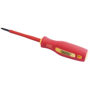 Draper Fully Insulated Soft Grip Cross Slot Screwdriver, No.0 x 75mm 46527