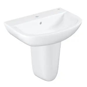 Grohe Bau Gloss White Oval Wall-mounted Semi-pedestal Basin