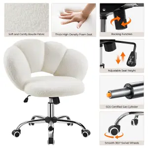 Yaheetech Upholstered Desk Chair with Cloud Shaped Backrest - White