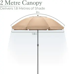 Portable Beach Parasol Tilting - Taupe