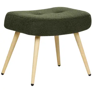 Wingback Chair VEJLE with Footstool Boucle Dark Green