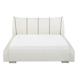 Leather EU Double Bed White NANTES