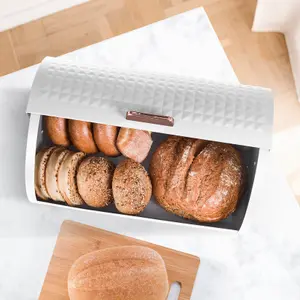 EHC Bread Bins for Kitchen, Bread Box with lid, Kitchen Storage Bin, Bread Container, White