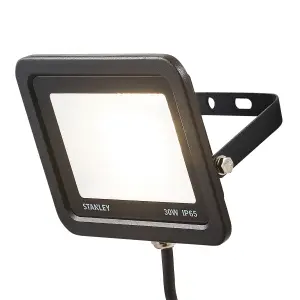 Litecraft Stanley Slimline Black 30 Watt LED IP65 Outdoor Wall Flood Light