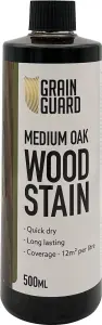 GRAIN GUARD Wood Stain - Medium Oak - Water Based & Low Odour - Easy Application - Quick Drying - 500ml