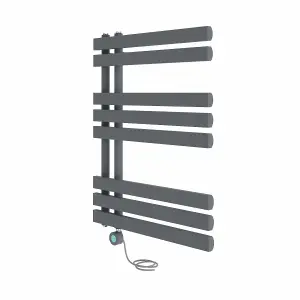 Rinse Bathrooms WiFi Thermostatic Electric Bathroom Heated Towel Rail Radiator with Timer D Shape Tube 800x600mm Sand Grey