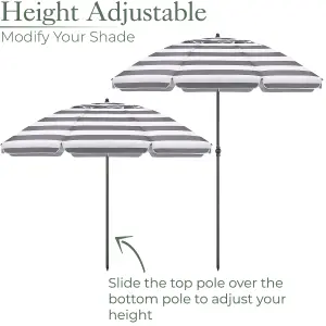 Striped Beach Parasol Tilting - Grey