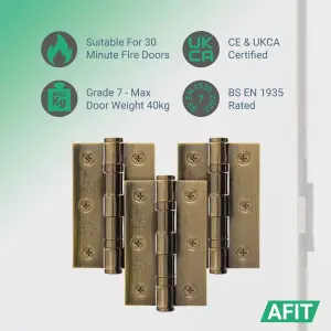 AFIT Florentine Bronze Door Hinges - 3 Inch / 76mm  Internal Fire Door Hinges - 1.5 Pairs