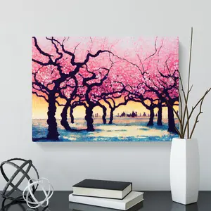 Enigmatic Cherry Blossom Trees - Wrapped Canvas Print 40cm H x 60cm W x 3cm D