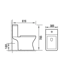 Banyetti Doccia Open Back Close Coupled Toilet with Soft Close Seat