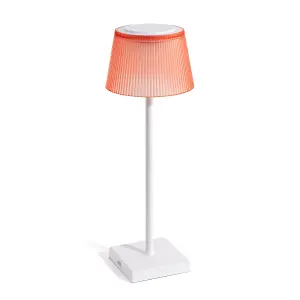 Auraglow Rechargeable LED Table Lamp - CAPRI - White/Red