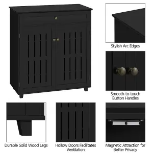 Yaheetech 4 Tier Adjustable Shoe Storage Cabinet - Black