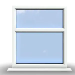 895mm (W) x 995mm (H) PVCu StormProof Casement Window - 2 Horizontal Panes Non Opening Windows -  White Internal & External