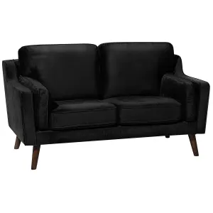 2 Seater Velvet Sofa Black LOKKA