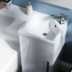 Nes Home Raven Right Hand 900mm Vanity Basin Unit, WC Unit & Ellis Back to Wall Toilet White