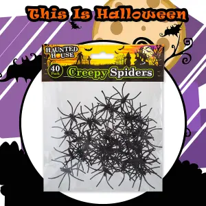 Halloween Spiders Decoration Trick or Treat Party Pack of 40 3.5cm x3.5cm  Black