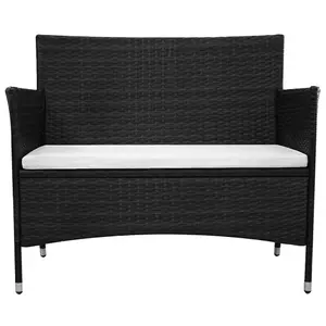 vidaXL Garden Bench with Cushion Poly Rattan Black