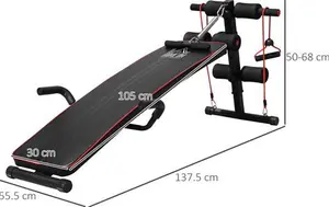 HOMCOM Durable Steel Sit Up Bench For Home Gym Fitness, Adjustable Workout Equipment, Black And Red | Aosom UK