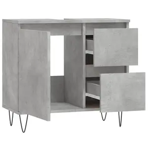 Berkfield Bathroom Cabinet Concrete Grey 65x33x60 cm Engineered Wood