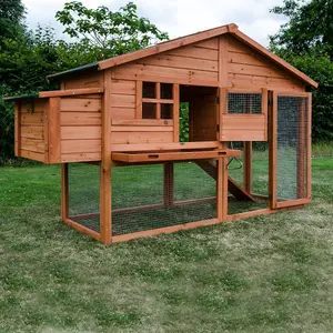 KCT 6ft Large Chicken Coop And Run With Egg Nest Box Poultry Hen House Bird Ark Cage