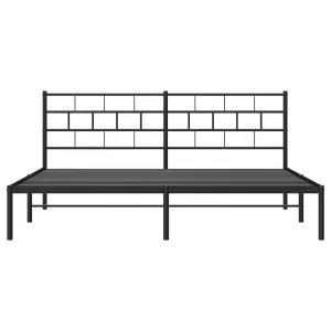 Berkfield Metal Bed Frame with Headboard Black 183x213 cm