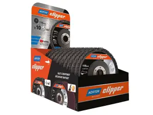 NORTON Clipper 115mm Rapid Strip Metal Discs - Counter Display of 10 for Fast Rust Removal