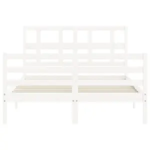 Berkfield Bed Frame with Headboard White 140x200 cm Solid Wood