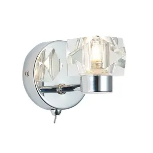 Luminosa Contemporary Wall Lamp Chrome, Crystal Cube