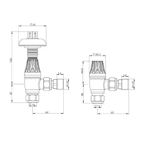 Pair of Chrome Metal Head Radiator Valves