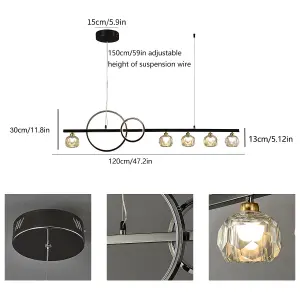 Garwarm Modern Black Dimmable LED Pendant Lamp with Remote Control