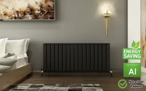 Aluminum Radiator Compatible with Heat pump. Model "Onyx" Black. 1200mm.Heigth600mm.Btu/hr:7819