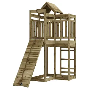 Berkfield Playhouse with Climbing Wall Impregnated Wood Pine