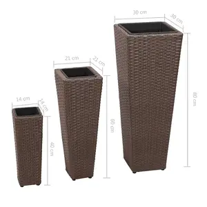 Berkfield Garden Raised Beds 3 pcs Poly Rattan Brown