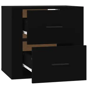 Berkfield Wall-mounted Bedside Cabinet Black 50x36x47 cm