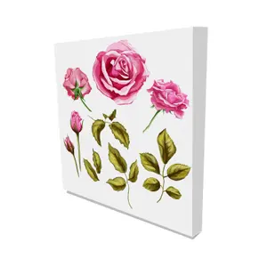 Roses on white (Canvas Print) / 20cm x 20cm