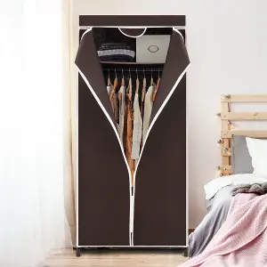 Costway Single Fabric Wardrobe Folding Clothes Closet with Hanging Rail & Zippers