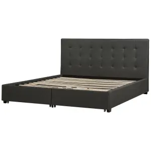 Fabric EU Super King Bed with Storage Dark Grey LA ROCHELLE