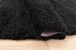 Serdim Rugs Plain Living Room Shaggy Area Rugs Black 160x230 cm