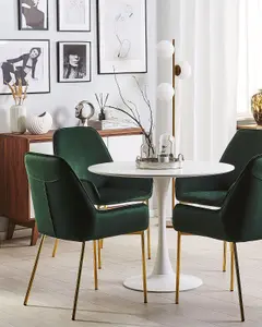 Set of 2 Dining Chairs LOVERNA Velvet Dark Green